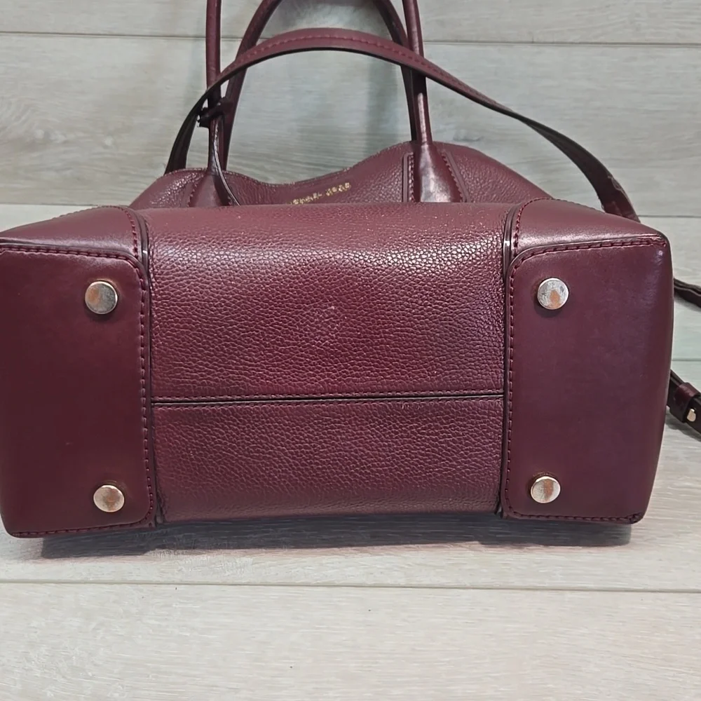 Michael Kors Women Burgundy Leather Tote Bag Crossbody Tote